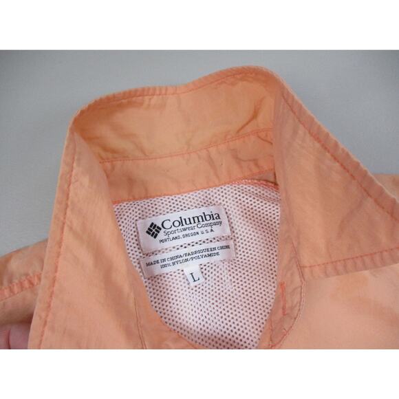 Columbia PFG Button Down Shirt Mens Large Peach Orange Vented Short Sleeve - Picture 13 of 16